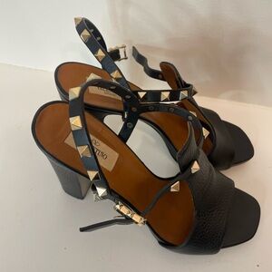 Valentino Black and Gold Studded Heels
